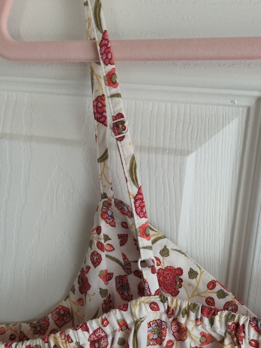Boho Midi Sundress with Red Floral Indian Print XL - Picture 5 of 10